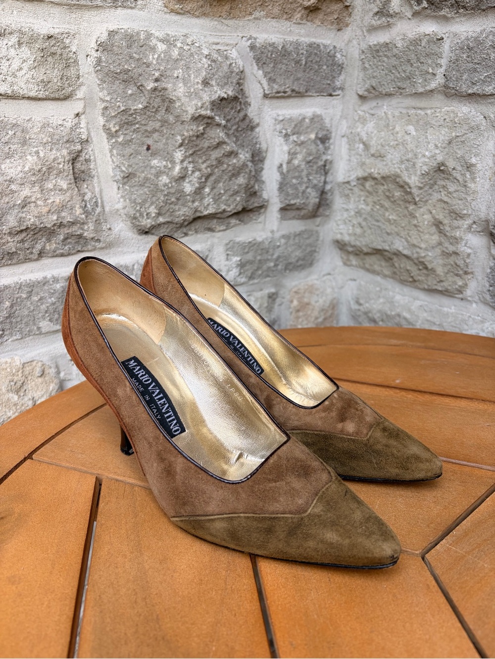 Mario Valentino Brown Suede Pointed Toe Pumps